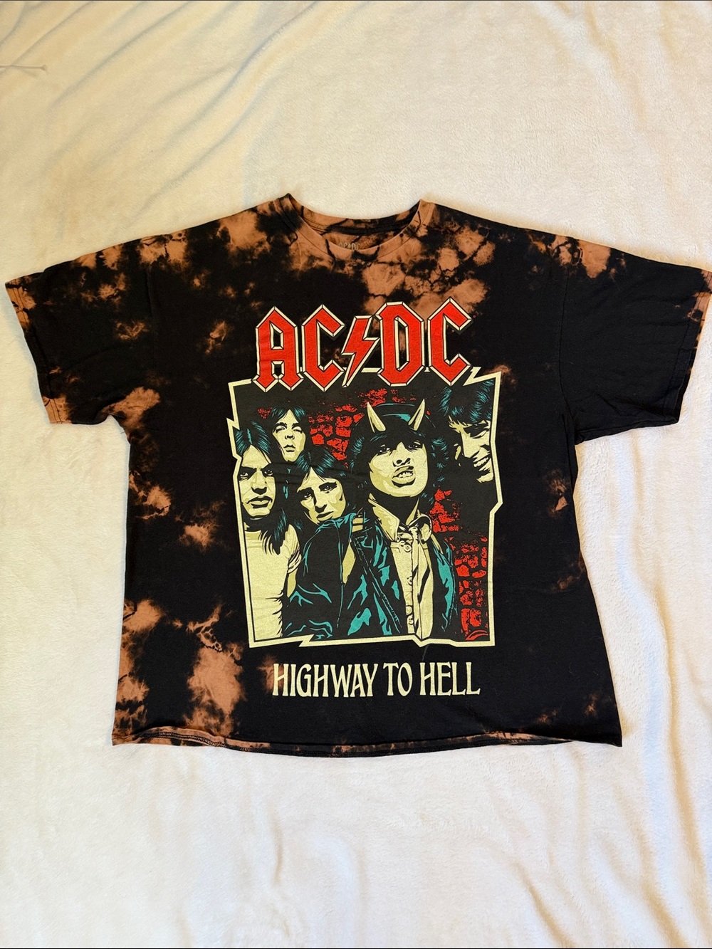 AC/DC Black and Orange Tie-Dye 'Highway to Hell' Band Tee